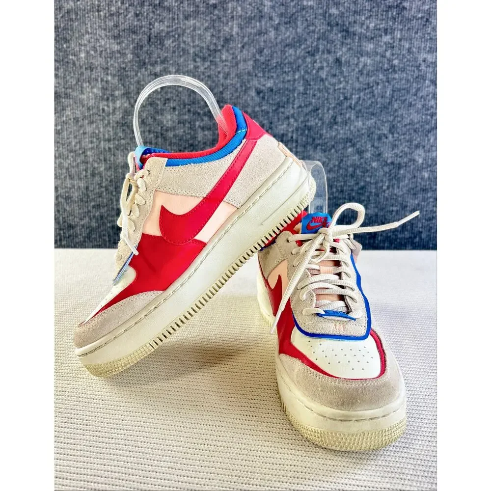 Nike Air Force 1 Shadow CU8591-100 Sail Photo Blue Red Sneakers Women’s 6.5
